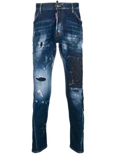 Shop Dsquared2 Distressed Faded Jeans In Blue