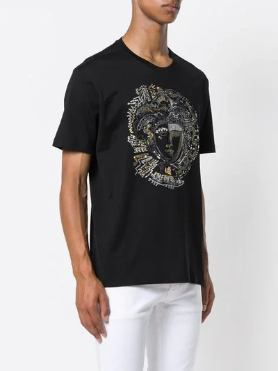 Shop Versace Medusa Embellished T-shirt In Black