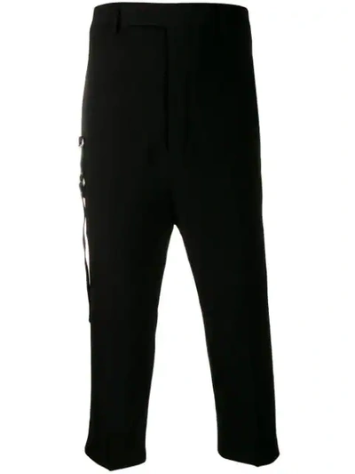 Shop Rick Owens Cropped Tailored Trousers - Black