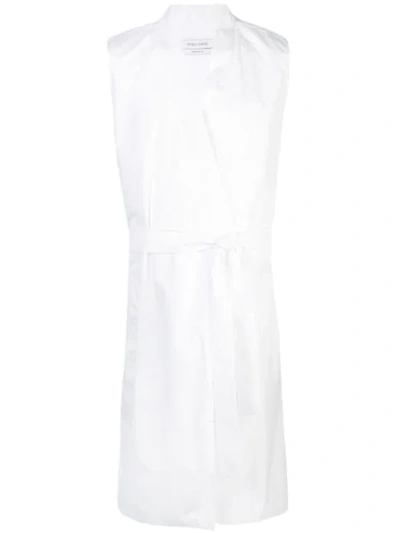 PRABAL GURUNG SLEEVELESS LONG WRAP GILET - 白色