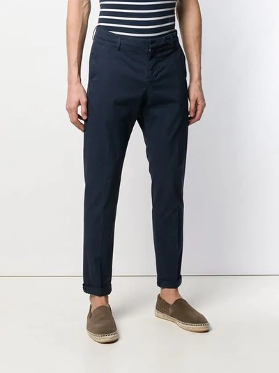 Shop Dondup Slim Fit Chinos In Blue