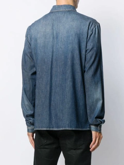 Shop Saint Laurent Faded Denim Shirt In Blue
