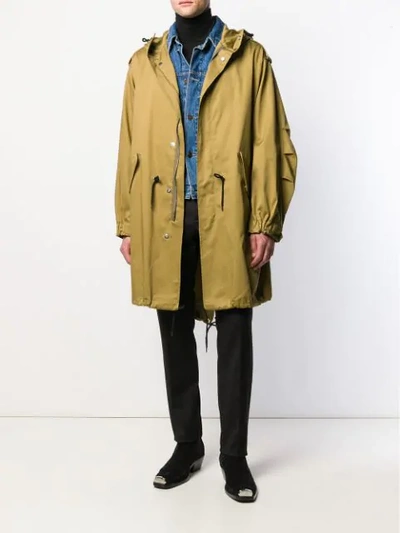 Shop Givenchy Address Print Military Parka In Green