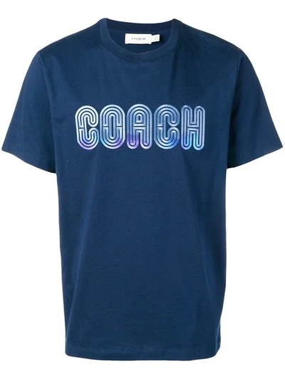 Shop Coach Embroidered Logo T In Blue