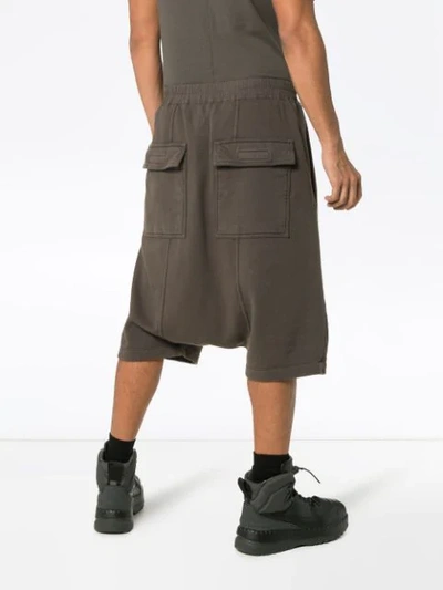 Shop Rick Owens Drkshdw Grey Drop-crotch Cropped Cotton Shorts