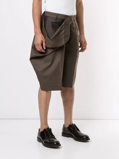 Shop Hed Mayner Draped Side Shorts In Brown