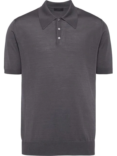 Shop Prada Wool Polo Shirt In Grey