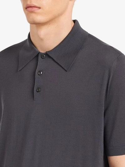 Shop Prada Wool Polo Shirt In Grey