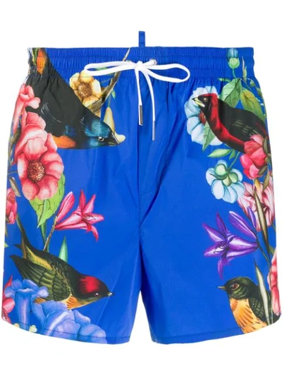 Shop Dsquared2 Floral Print Swim Shorts - Blue