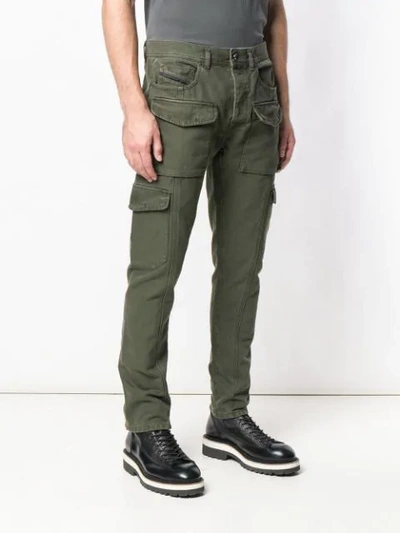 Shop Diesel Black Gold Skinny Cargo Trousers - Green