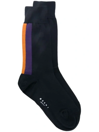 Shop Marni Intarsia Stripe Socks In Black