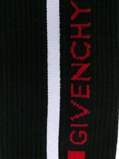 Shop Givenchy Logo Stripe Intarsia Socks In 001 Black