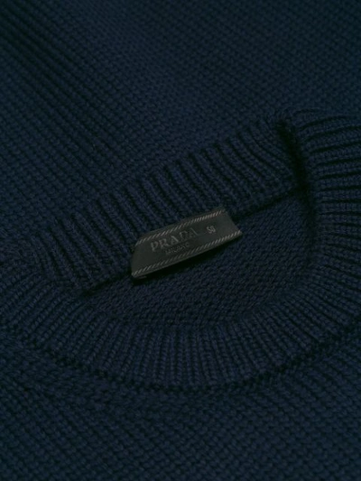 Shop Prada Logo Patch Jumper - Blue