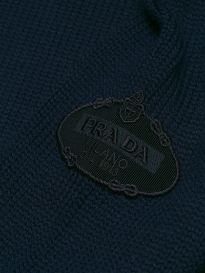 Shop Prada Logo Patch Jumper - Blue