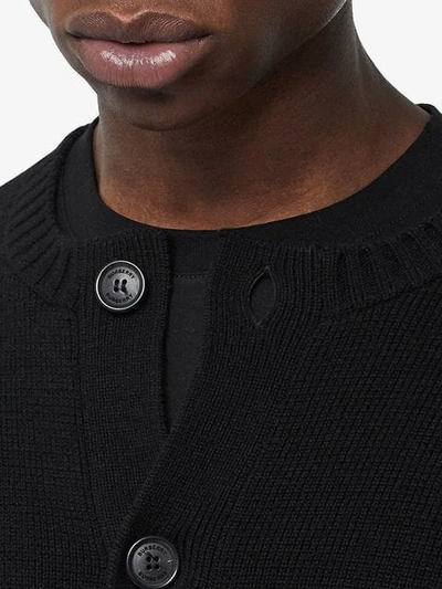 Shop Burberry Cashmere Crew Neck Cardigan In Black