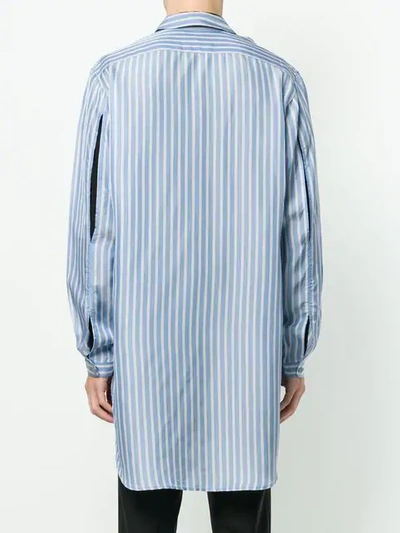 Pre-owned Yohji Yamamoto Vintage 1990s Clock Pinstriped Shirt In Blue