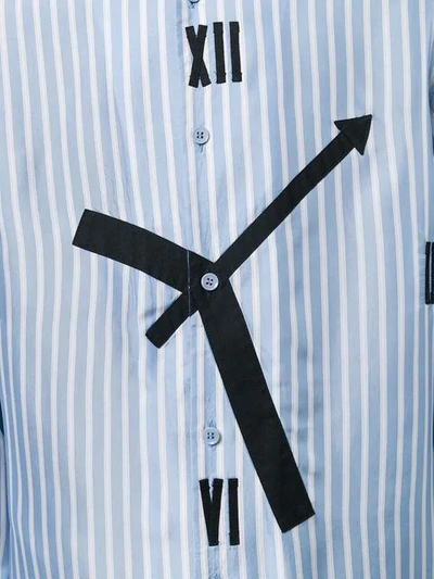 Pre-owned Yohji Yamamoto Vintage 1990s Clock Pinstriped Shirt In Blue