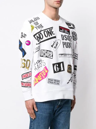 Shop Dsquared2 Logo Sticker Print Sweatshirt In White