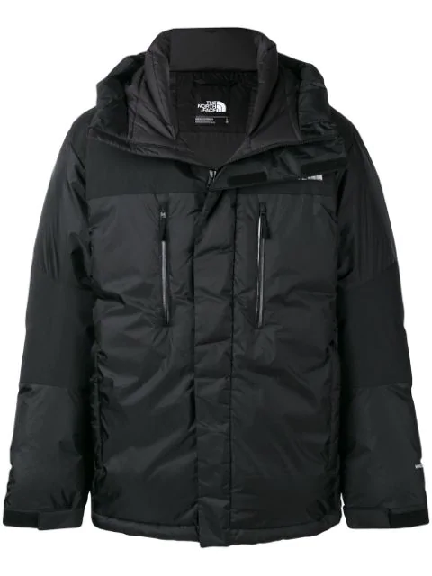 north face black long puffer coat