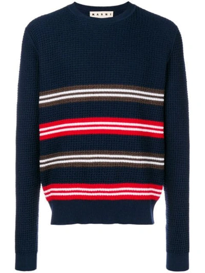 Shop Marni Striped Jumper In Blue