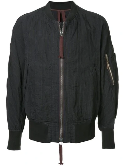 Shop Ziggy Chen Striped Bomber Jacket In Black