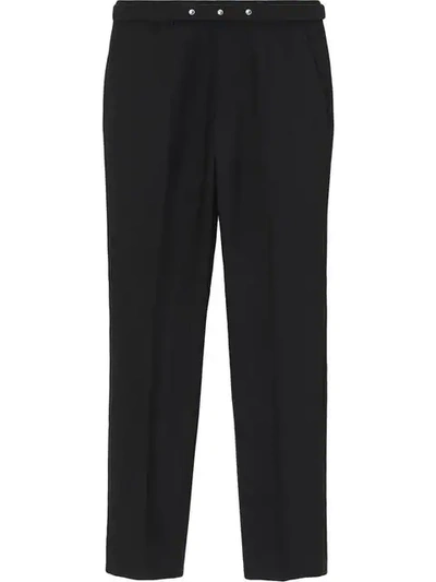 Shop Burberry Classic Fit Triple Stud Wool Mohair Tailored Trousers In Black