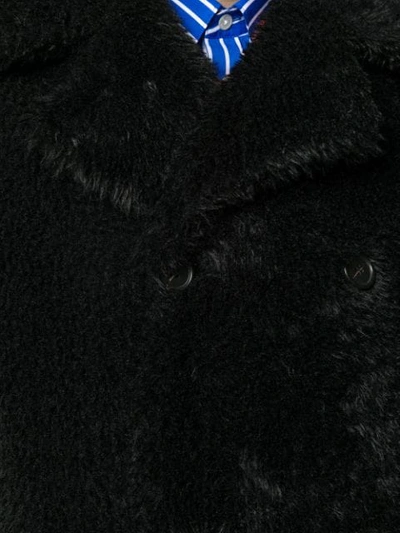 Shop Stella Mccartney Furry Double-breasted Coat In Black