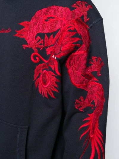 Shop Maharishi Embroidered Dragon Hoodie - Blue