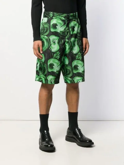Shop Prada Printed Bermuda Shorts In Green