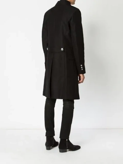 Shop Balmain Embossed Button Coat - Black