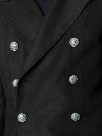 Shop Balmain Embossed Button Coat - Black