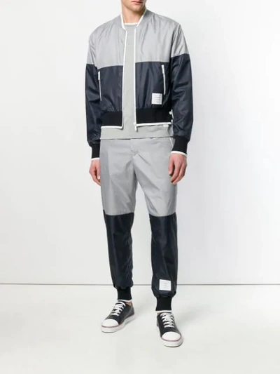 Shop Thom Browne Bicolor Half-and-half Ripstop Sweatpants In Grey