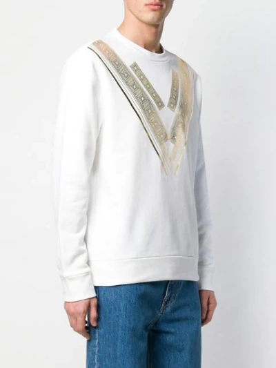 Shop Versace Metallic Print Sweatshirt In White