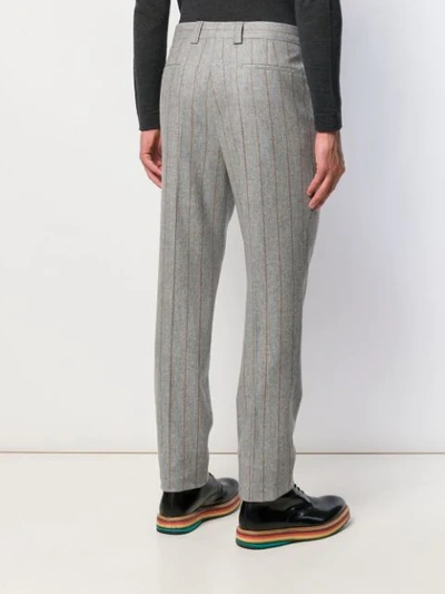 Shop Brunello Cucinelli Striped Slim Fit Trousers In Grey