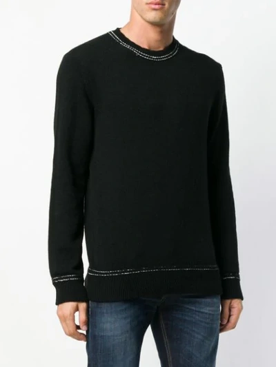 Shop Dondup Stitch Detail Crew Neck Sweater - Black