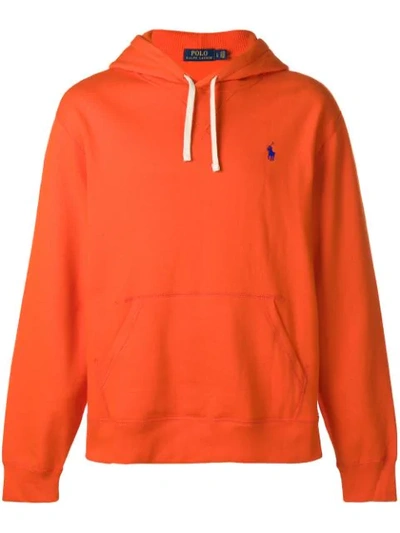 Shop Ralph Lauren Pony Logo Hoodie In Orange