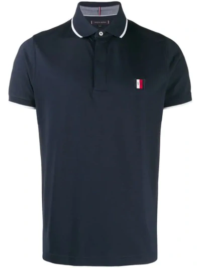 Shop Tommy Hilfiger Logo Polo Shirt In Blue