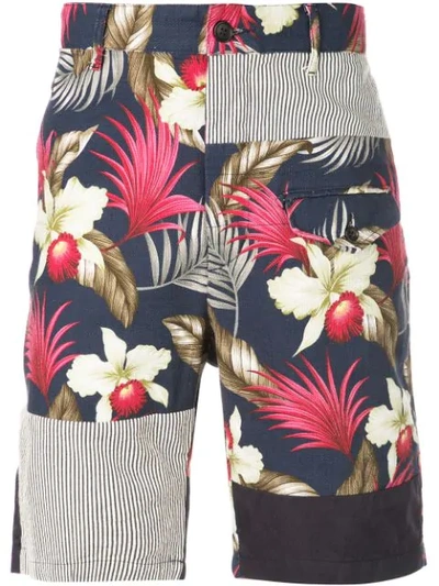 Shop Engineered Garments Hawaiian Floral Java Print Shorts In Blue