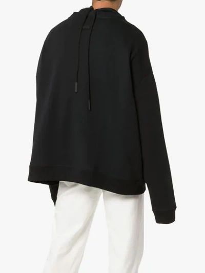 Shop Raf Simons Oversized Front Hooded Cotton Jumper In Black