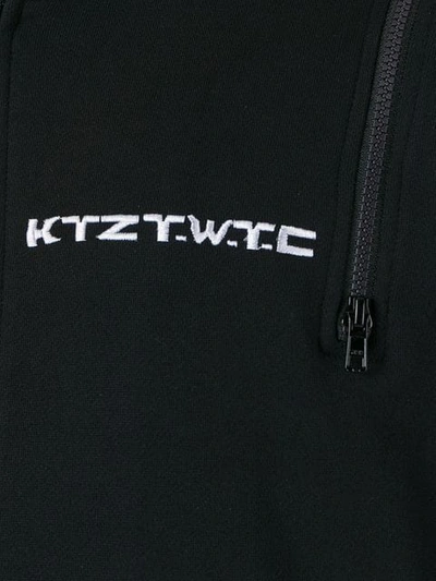 KTZ 混合拉链设计连帽衫 - 黑色