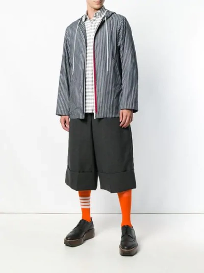 Shop Thom Browne Pinstriped Shell Swim Parka - Blue