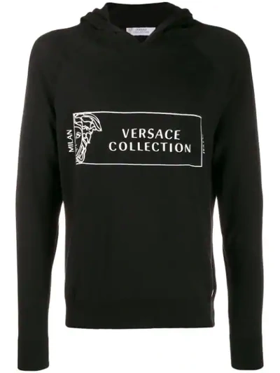 Shop Versace Medusa Head Logo Hoodie In Black