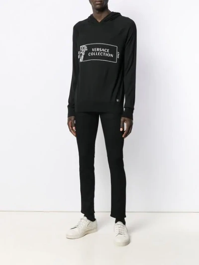 Shop Versace Medusa Head Logo Hoodie In Black