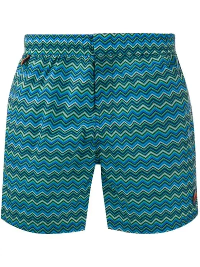Shop Missoni Zig-zag Swim Shorts In Blue