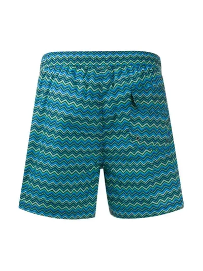 Shop Missoni Zig-zag Swim Shorts In Blue