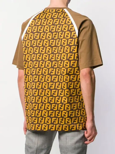 Shop Fendi Logo Print T In Brown