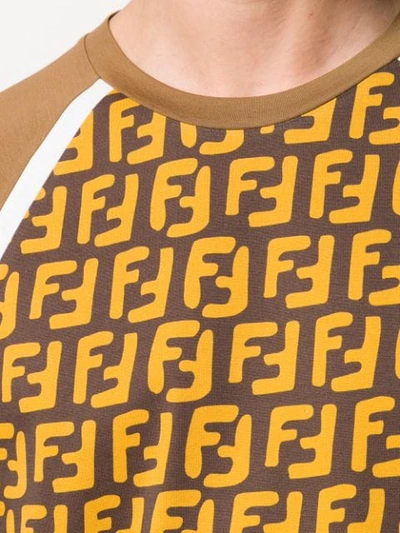 Shop Fendi Logo Print T In Brown