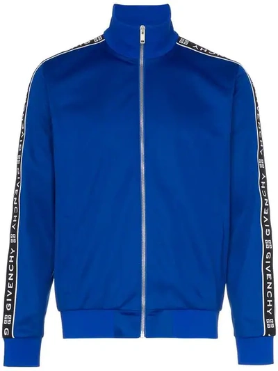 Shop Givenchy Logo Stripe Track Jacket In Blue