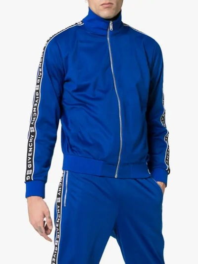 Shop Givenchy Logo Stripe Track Jacket In Blue