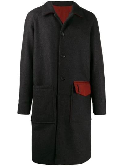 Shop Kenzo Single Breasted Coat In Grey